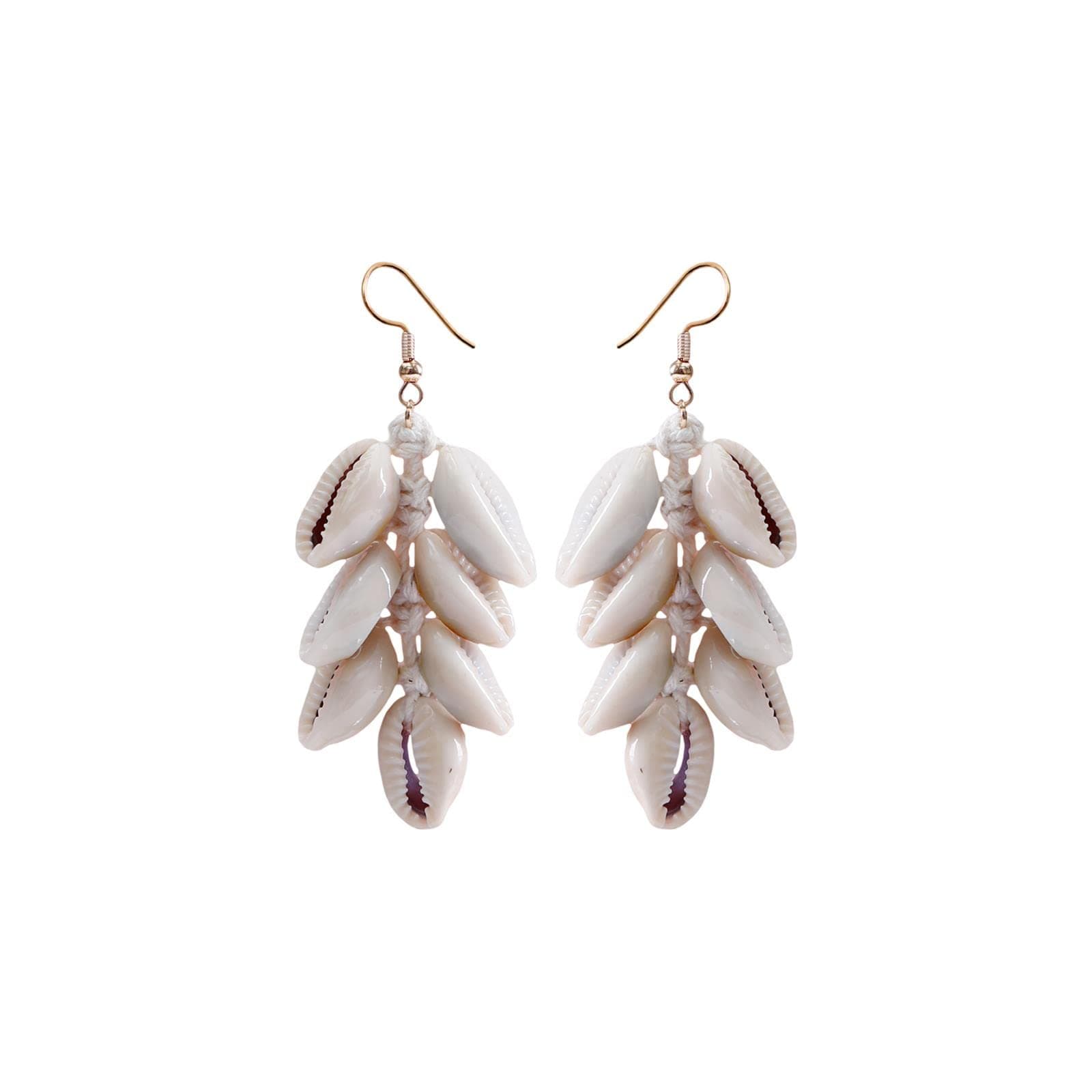 Bohemian Shell Dangle Earrings Handmade Braid Summer Ocean Style Earrings for Women Jewelry