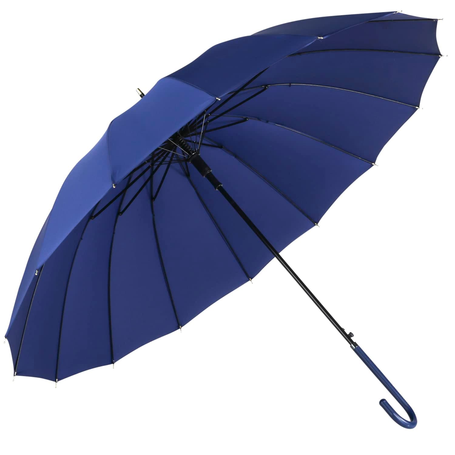 AgaricClassic Hook Handle J Stick Umbrella 16 RIBS Auto Open Windproof Umbrella for Men & Women