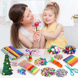Sundaymot Arts and Crafts Supplies for Kids, 2000+Pcs DIY Craft Kit, Ages 6-10, Includes Oxford Cloth Bag, Not Foldable