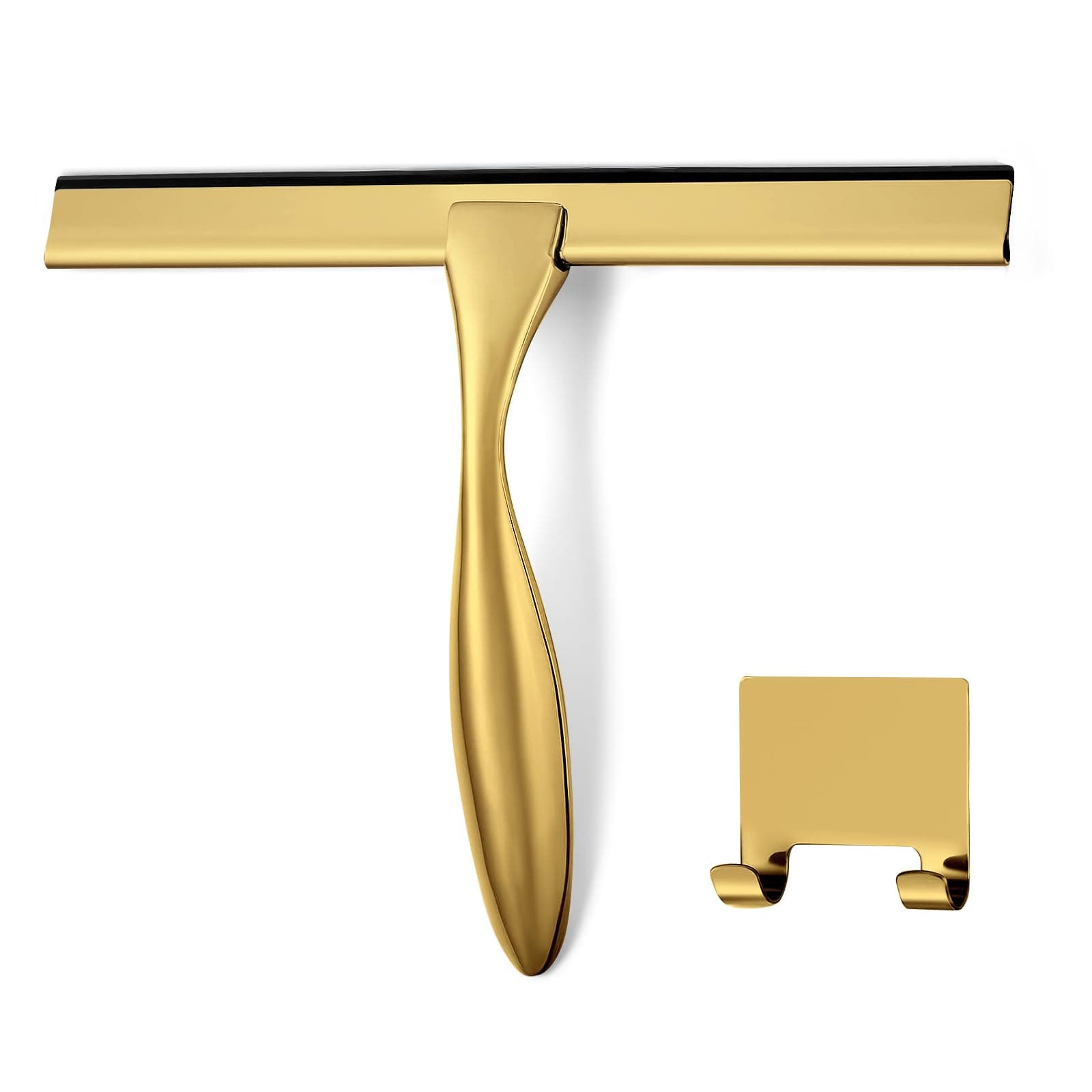 All-Purpose Shower Squeegee for Shower Doors, Bathroom, Window and Car Glass - Brass, Stainless Steel, 12 Inches