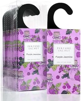 ROSE COTTAGE Large 12 Packs Purple Jasmine Hanging Closet Deodorizer Air Freshener Long Lasting Scented Sachets Smell Goods for House