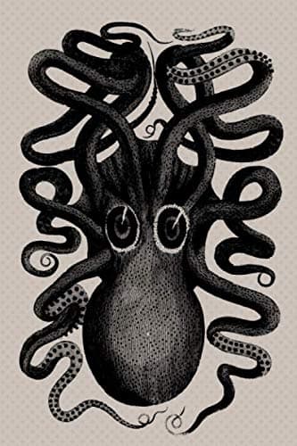 Vintage Octopus Nautical Illustration Notebook: Ocean Theme Blank Lined Journal for Writing In