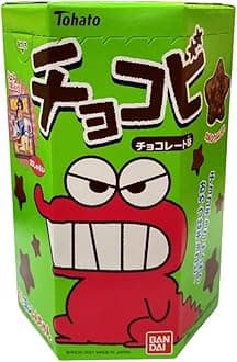 Tohato Chocobi Chocolate Aji (0.8oz). Crayon Sin-Chan's favorite, small star shaped chocolate flavor cookies with Sin-Chan sticker. (TCS-14 R-1) - Pack of 3