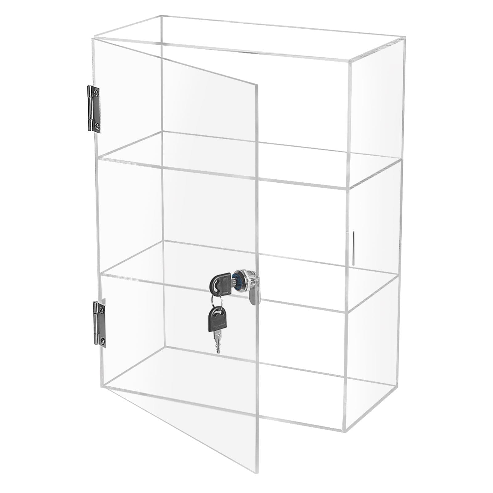 Choowin 3 Shelf Acrylic Display Case with Lock Key, Clear Locking Display Case Showcase Cabinet with Fixed Shelves - Safe Storage for Collectibles Labubu, 11.8x5.9x15.7 inch