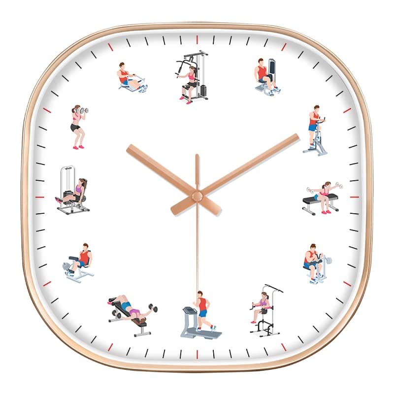 STAR WORK Quartz 12 Inches Premium Wall Clock for Home Stylish Latest Modern Design | Non Ticking Silent Wall Clock - Zero Sound & Disturbance Analog Clock (Gym Square), Glass, multicolor