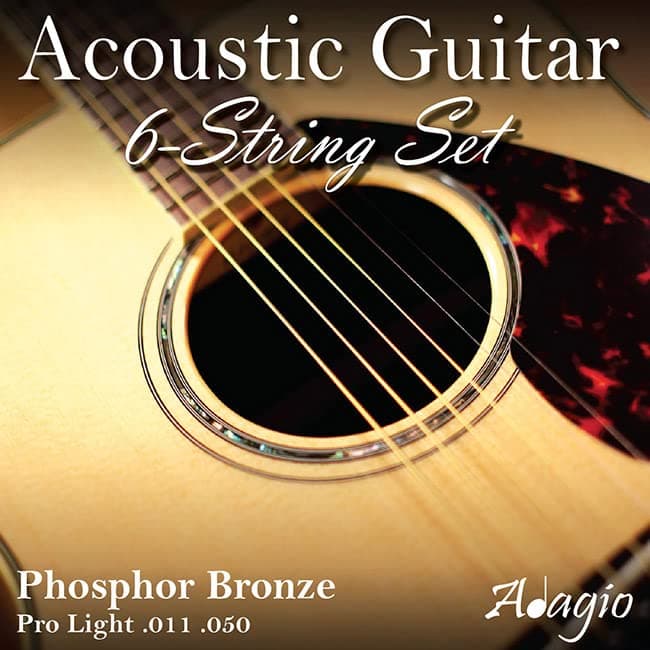 – Pro Light Acoustic Guitar Strings Full Set/Pack - Gauge 11-50 Phosphor Bronze