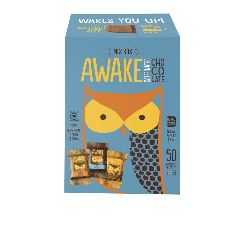 AWAKE Caffeinated Chocolate Energy Bites, Variety Pack 50ct…