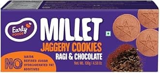 No Maida No Refined Sugar - Ragi & Chocolate Jaggery Biscuits - Kids Snacks | Millet Cookies | Sugar Free Biscuits | Ragi Snack for Kids | No Junk School Snack 130g