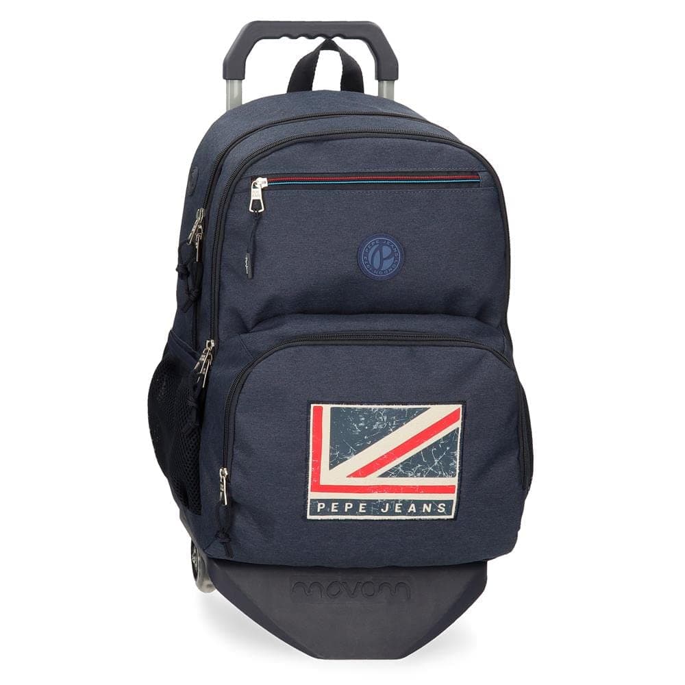 Pepe Jeans Aidan School Backpack Double Compartment with Trolley Blue 33x46x16cm Polyester 25.81L