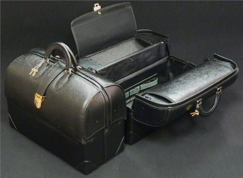 Professional Case - Leather M.D. Paramedic Bag - - Black