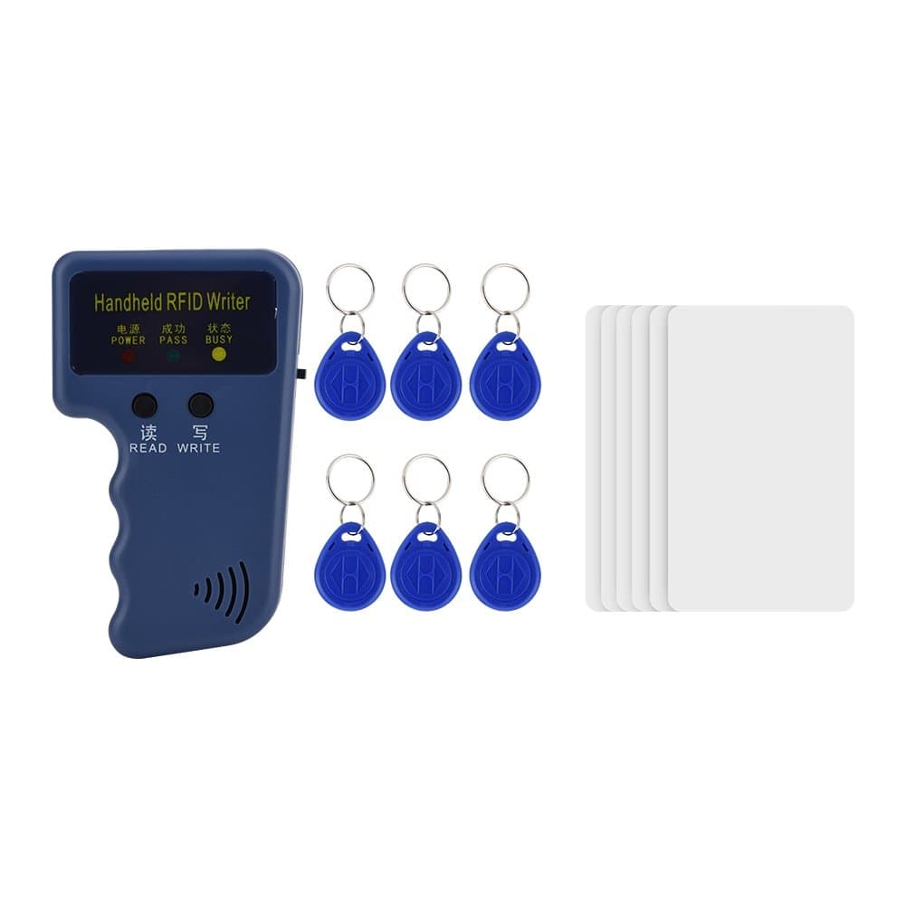 Handheld RFID ID Card Reader Writer, Card Reader Duplicator with 6 Writable Tags 6 Cards - Support Reading Chip TK4100/EM4100/EM4200/TK4100-D Support Writing Chip T5577/EM4305/5200/8265/8268/8800