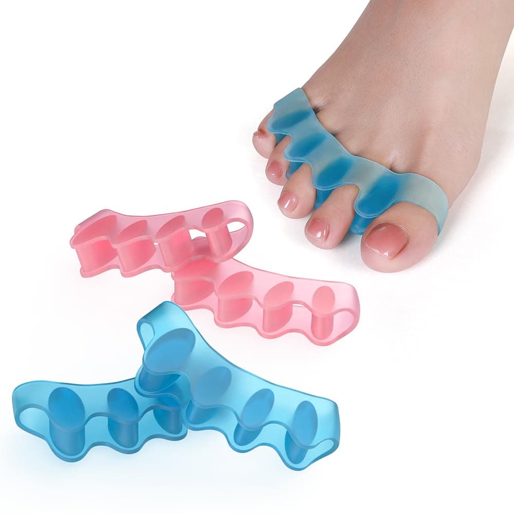 4 Pcs Toe Separator,Bunion Corrector for Women Men Toe Spacers to Correct Bunions Yoga Toes Straightener Stretcher Big Toes Correctors Gel Separators (Blue+Pink)