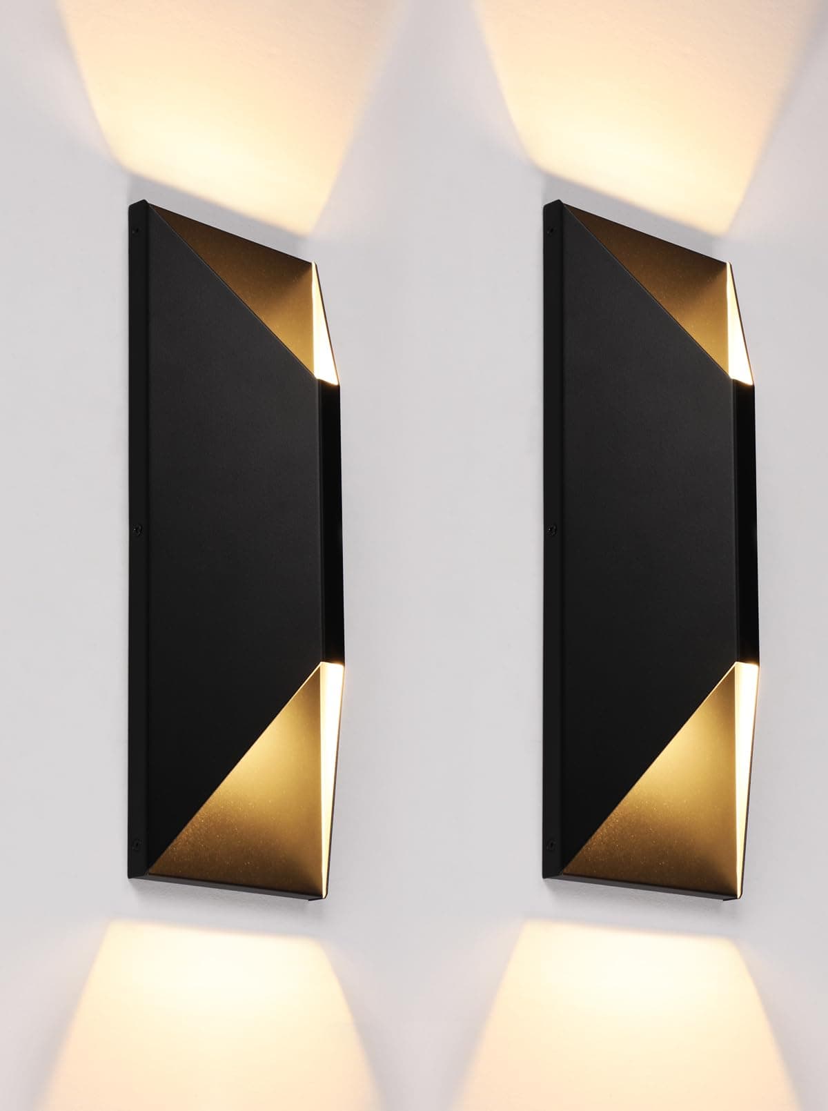 LEONLITE Dimmable LED Up Down Wall Light, 100-277V, CRI 90+, IP65 Waterproof, 10%-100% Dimmable for Commercial Outdoor, 14 Inch Modern Porch Light, 3000K, Pack of 2