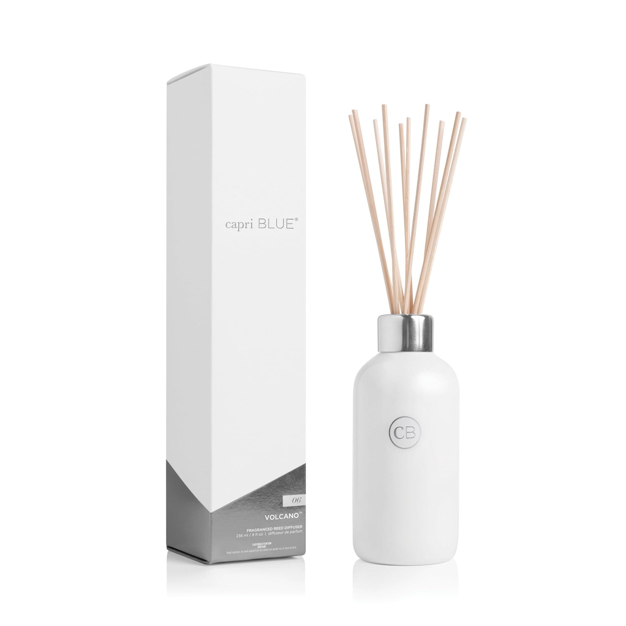 Volcano Reed Diffuser Set - Includes Reed Diffuser Sticks, Fragrance Oil, and Glass Bottle - Luxury Scented Room Freshener - White (8 fl oz)