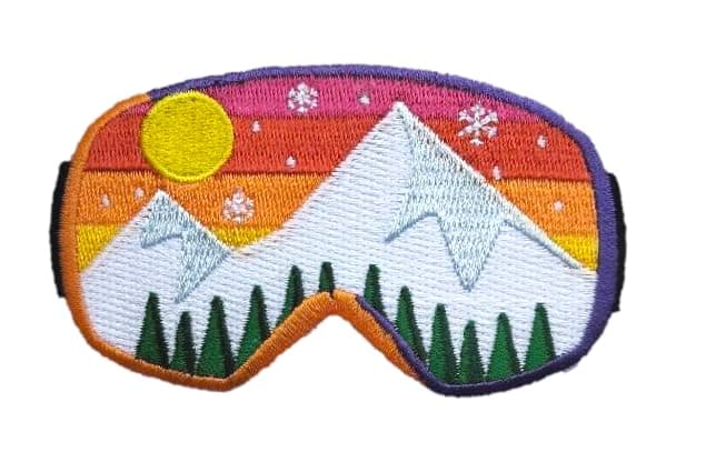 PatchClub Ski Snowboard Goggles Patch, 3.5 inches, Winter Mountain Sports Adventure Patch - Colorful, Fully Embroidered Iron On/Sew On