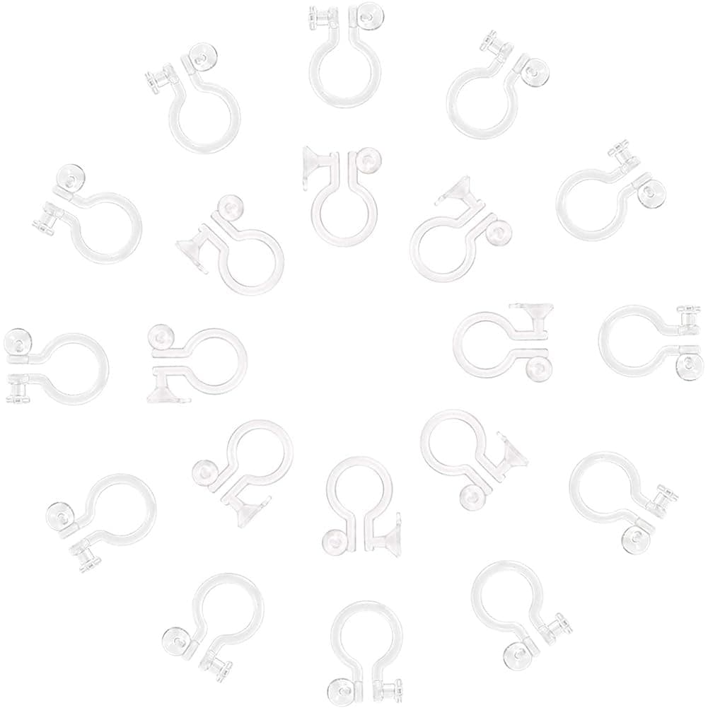 arricraft 100 Pcs 2 Sizes Clear Plastic Clip-on Earring Converter Component Fit for 3mm Rhinestone 11x8x3mm and 11x9x3.5mm for Non Pierced Ears(2 Styles)