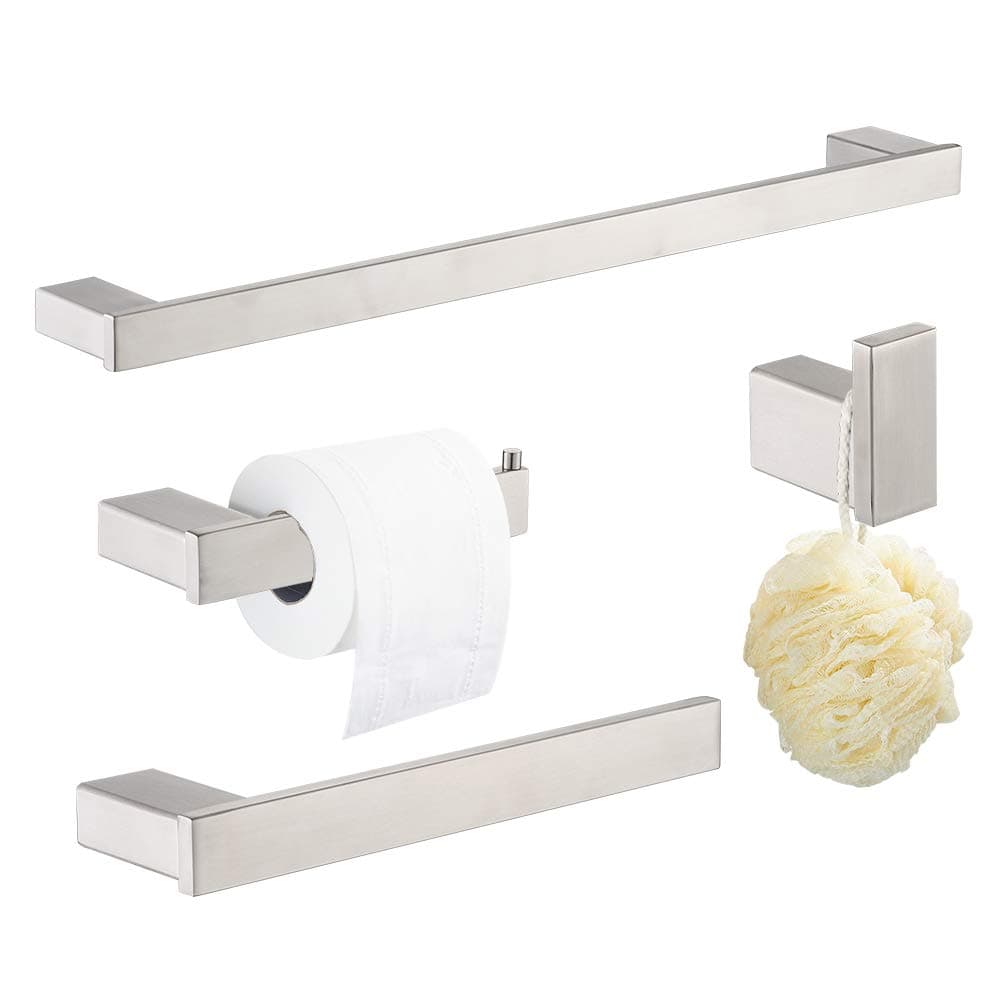 Klabb D68 4-Piece ss304 Bathroom Hardware Accessory Set with 24" Towel Bar Nickle Brushed