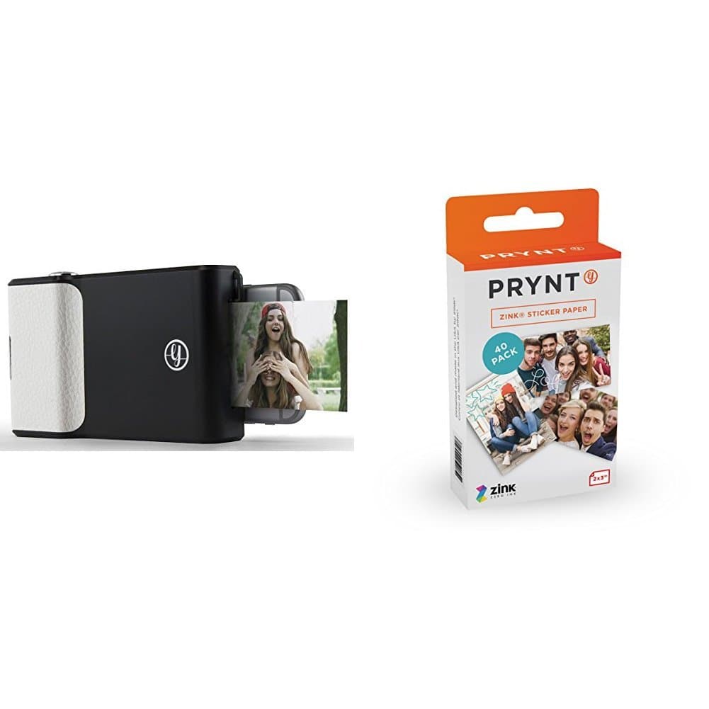 Prynt Case for Apple iPhone 6s , iPhone 6 , and iPhone 7 - Black plus Prynt 2x3 inch ZINK Sticker Paper - 40 pack (PP00002) bundle