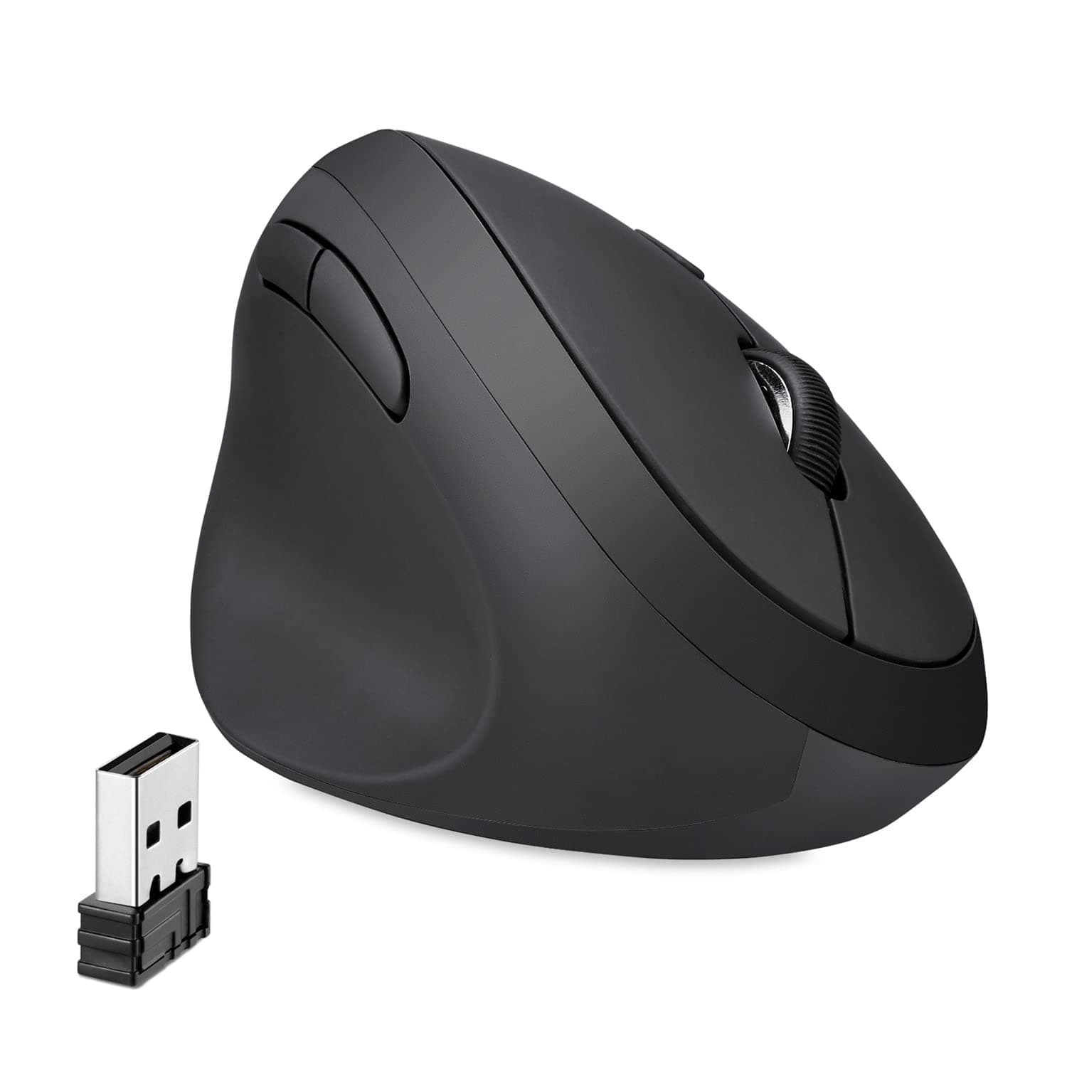 Perixx PERIMICE-719L Wireless Left-Handed Vertical Mouse – Compact Ergonomic Design with 3 DPI Levels (800/1200/1600), Silent 6-Button Control & Nano USB Receiver – Ideal for Small Hands and Travel
