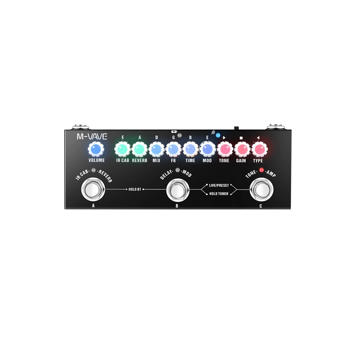Cube Baby Guitar Multi-effect, MVA-CB, Chain Style, Rechargeable, 8 Amp Simulations, 5 Built-in Effects, Delay, Modulation, Reverb, USB IR Loading
