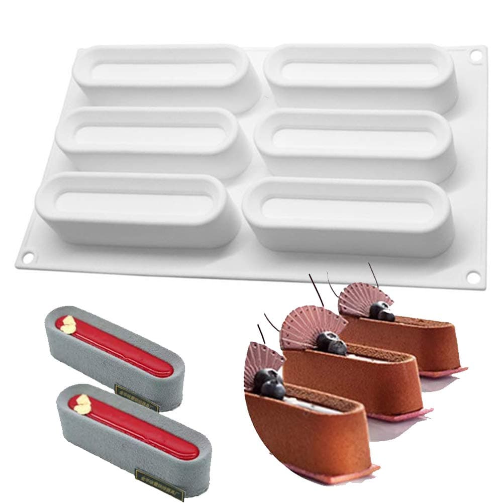 OCPO KITCHEN Eclair Silicone Mold for Baking Mousse Cake, French Dessert, Pas...