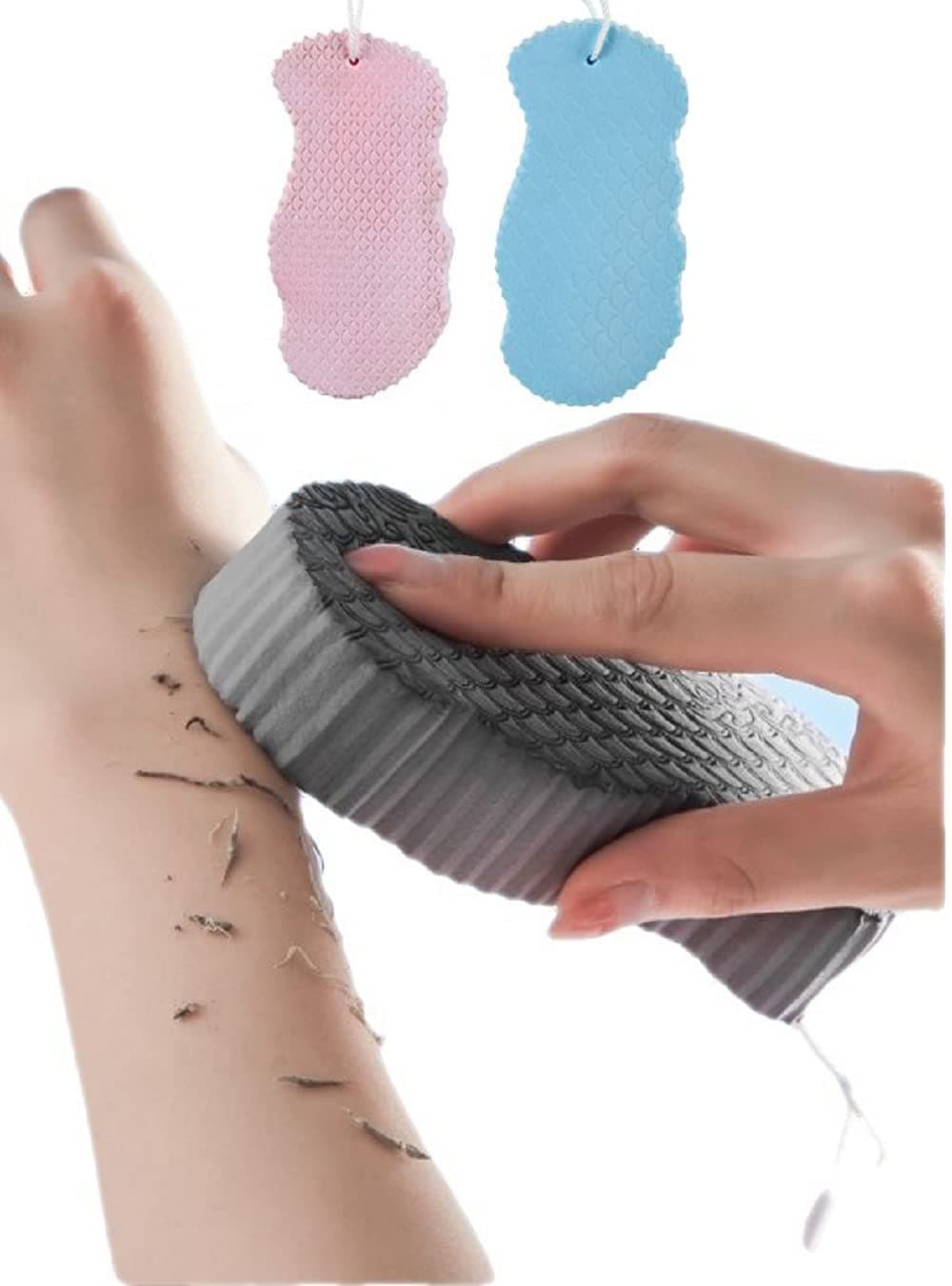 Magic Exfoliating Bath Sponge,3D Super Soft Exfoliating Bath Sponge, Skin Friendly and Reusable for Adults Children and Pregnant Women. (Blue+Pink)