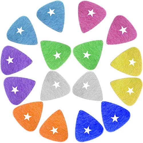Foxany 16 Pack Ukulele Felt Picks, Comfortable for Ukulele, Guitar, Bass and Low Tension Music Instruments Felt Material Multi Color