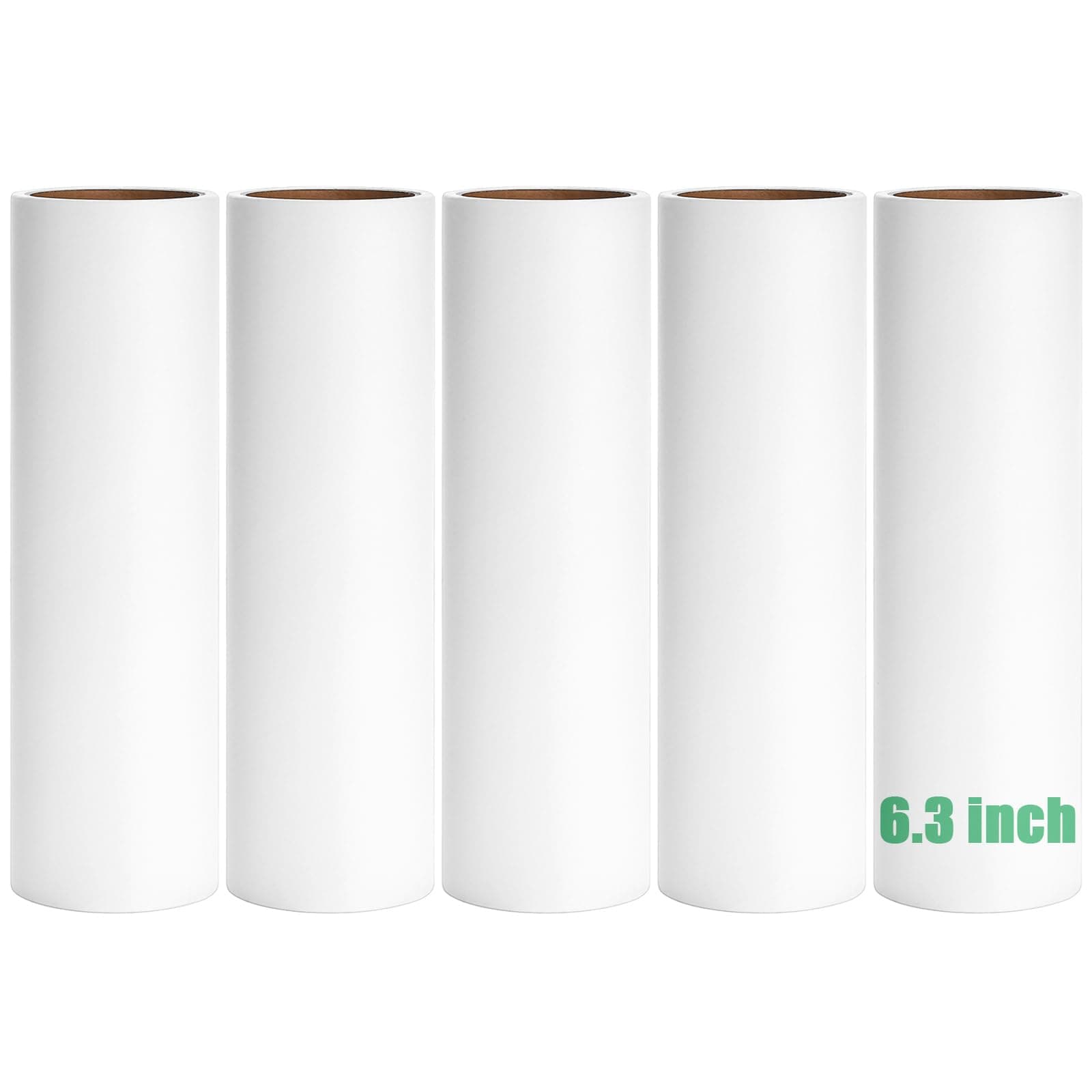 MINGRACE 6.3 inch Lint Roller Refills Only, Lint Roller Refills for Pet Hair Extra Sticky 60 Sheets per Roll (6.3'' Wide (Pack of 5, Total 300 Sheets))