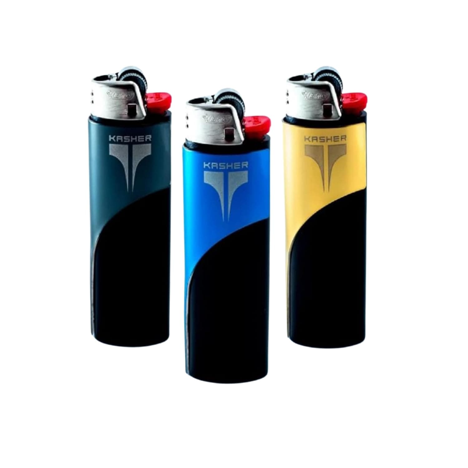 Kasher Classic Lighter Tool - Stainless Steel, Lightweight, Durable Construction, Portable - Fits Any Lighter - Usage as Cutter for Opening Packages - 0.8mm Thick - Pack 3 (Assorted)