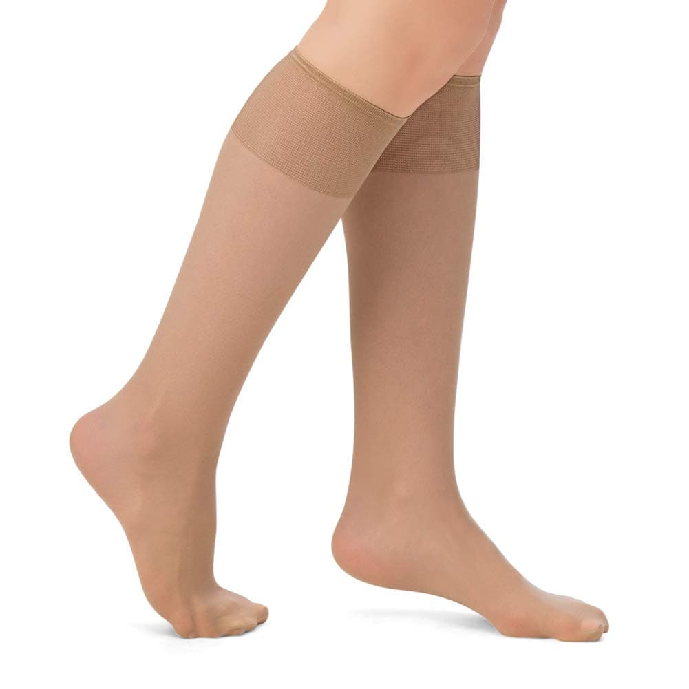 Collections EtcEtc Sheer Non-Binding Non-Run Support Knee Hi Stocking Hosiery, 6 Pack