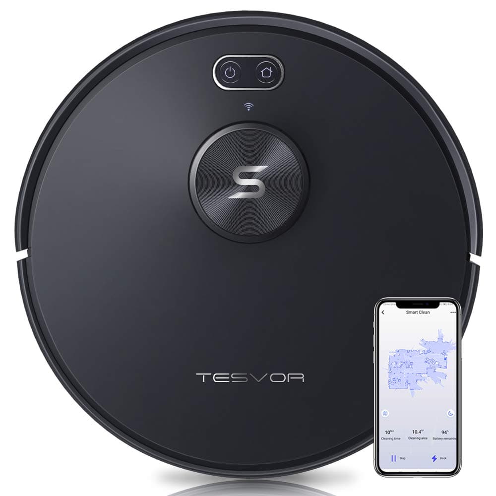 Tesvor Robot Vacuum Cleaner S6+ 2700Pa Precise Laser Navigation Robotic Vacuum for Pet Hair&Carpets&Hard Floors with Real-Time Mapping, Smart Laser Object Recognition & No-go Zone (5200mAh Battery)