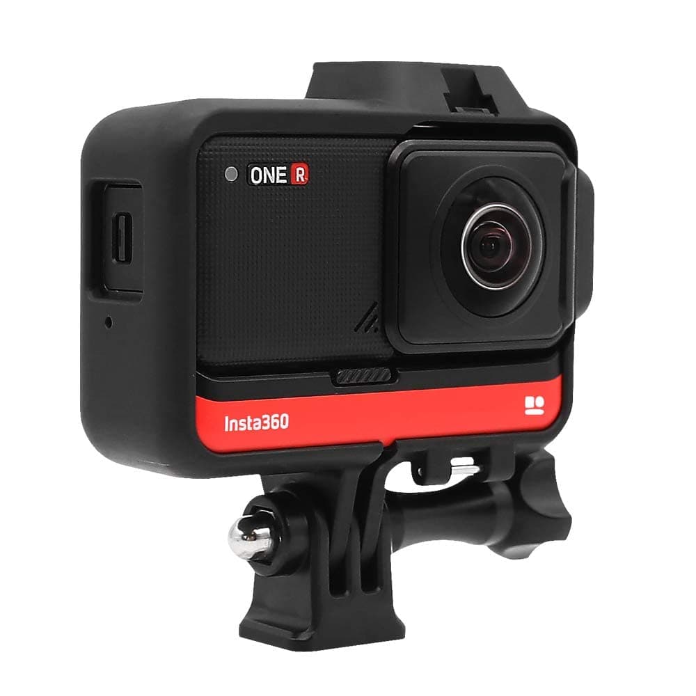 Housing Protective Case Frame Dual Cold Shoe Adapter Mounting Bracket for Insta360 One R 4K/Panorama/1-Inch Edition Action Camera