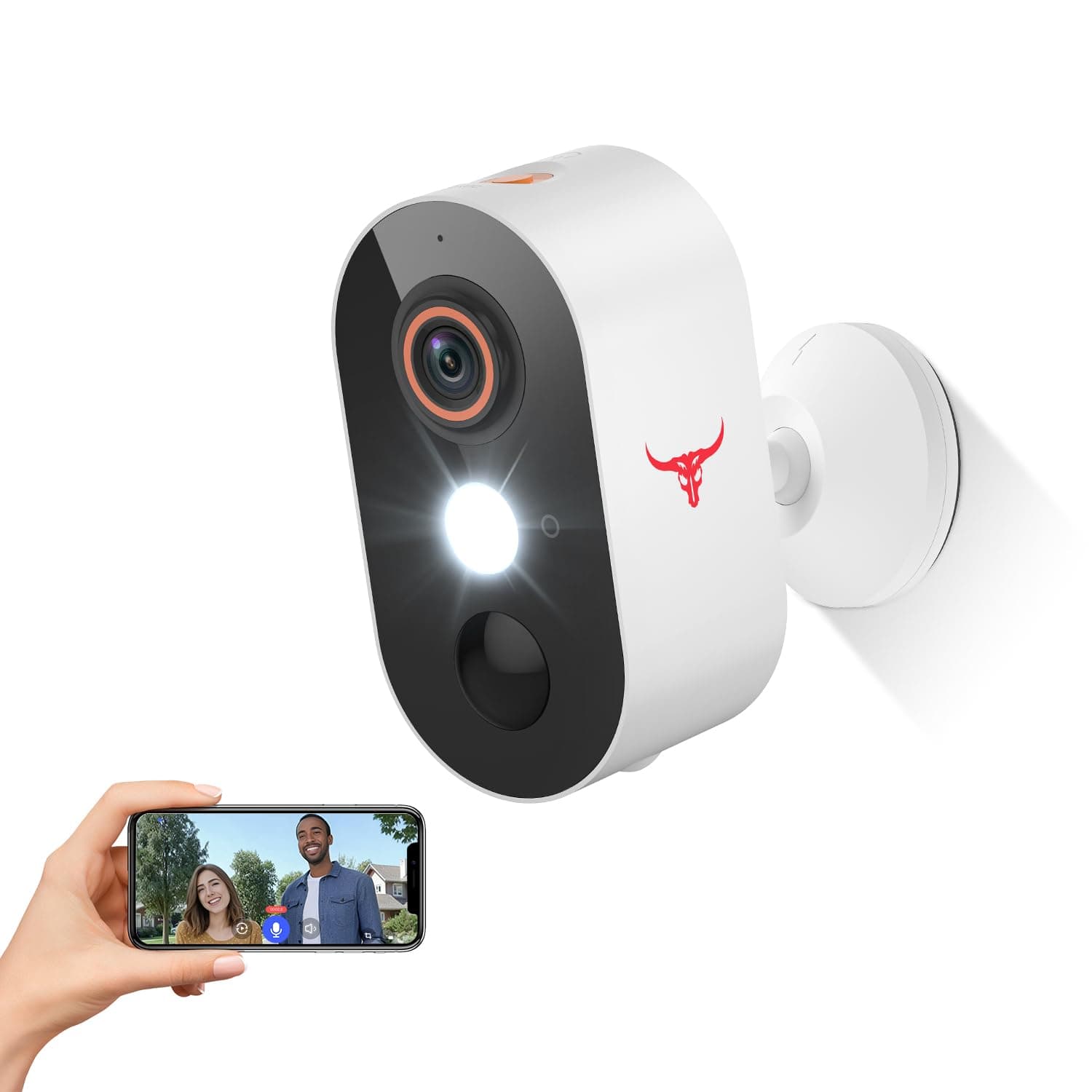 Wireless Outdoor Security Camera with Spotlights, Battery Powered, AI Human Detection, 2-Way Talk, Color Night Vision, Cloud Storage, 2.4G WiFi
