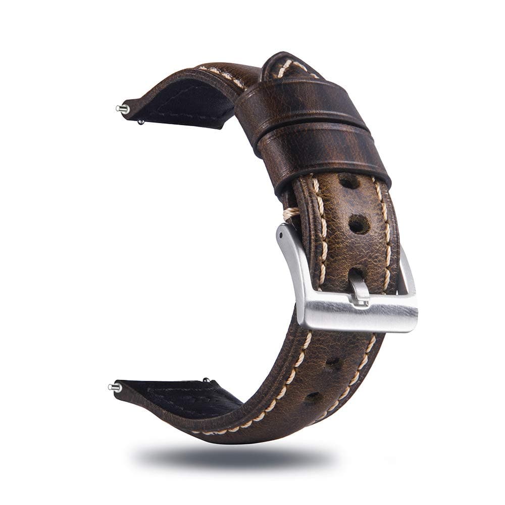 BerfineQuick Release Retro Leather Watch Band,Vintage Pull-up Leather Watch Strap