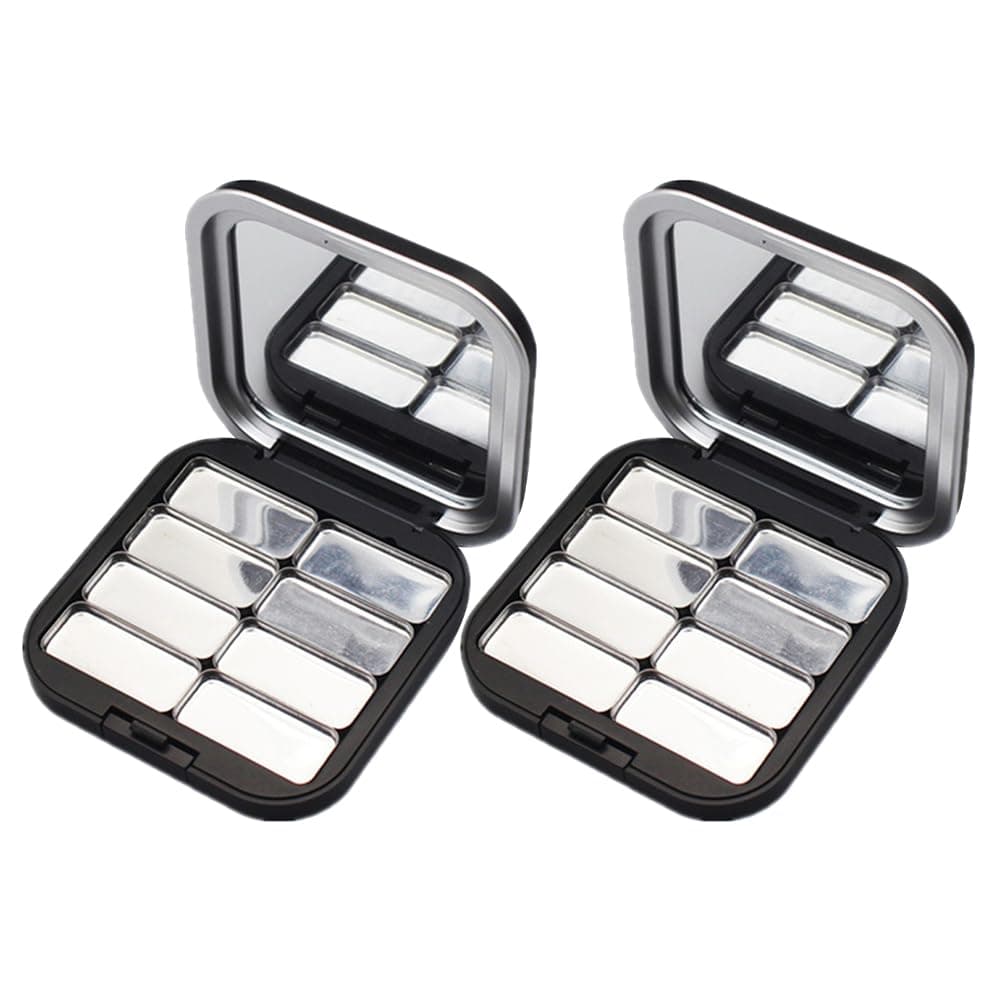 2pcs Empty Magnetic Eyeshadow Palette Small Empty Refillable Lipstick Palette Makeup Compact Containers Cosmetic Sample Storage Cases
