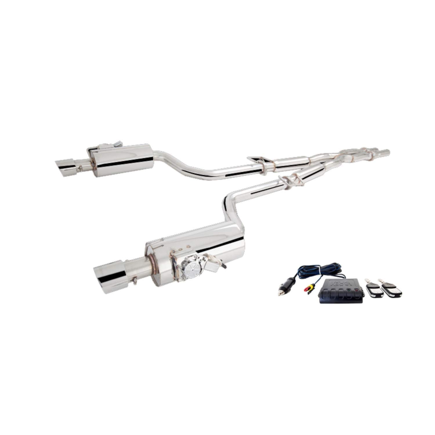 ES-300C-VMK-CBS Dual 3" Cat-Back Exhaust System with VAREX Mufflers for 2005-2012 Chrysler 300C with 5.7/6.1L; 304 Stainless Steel Pipework with Polished Mufflers & Tips