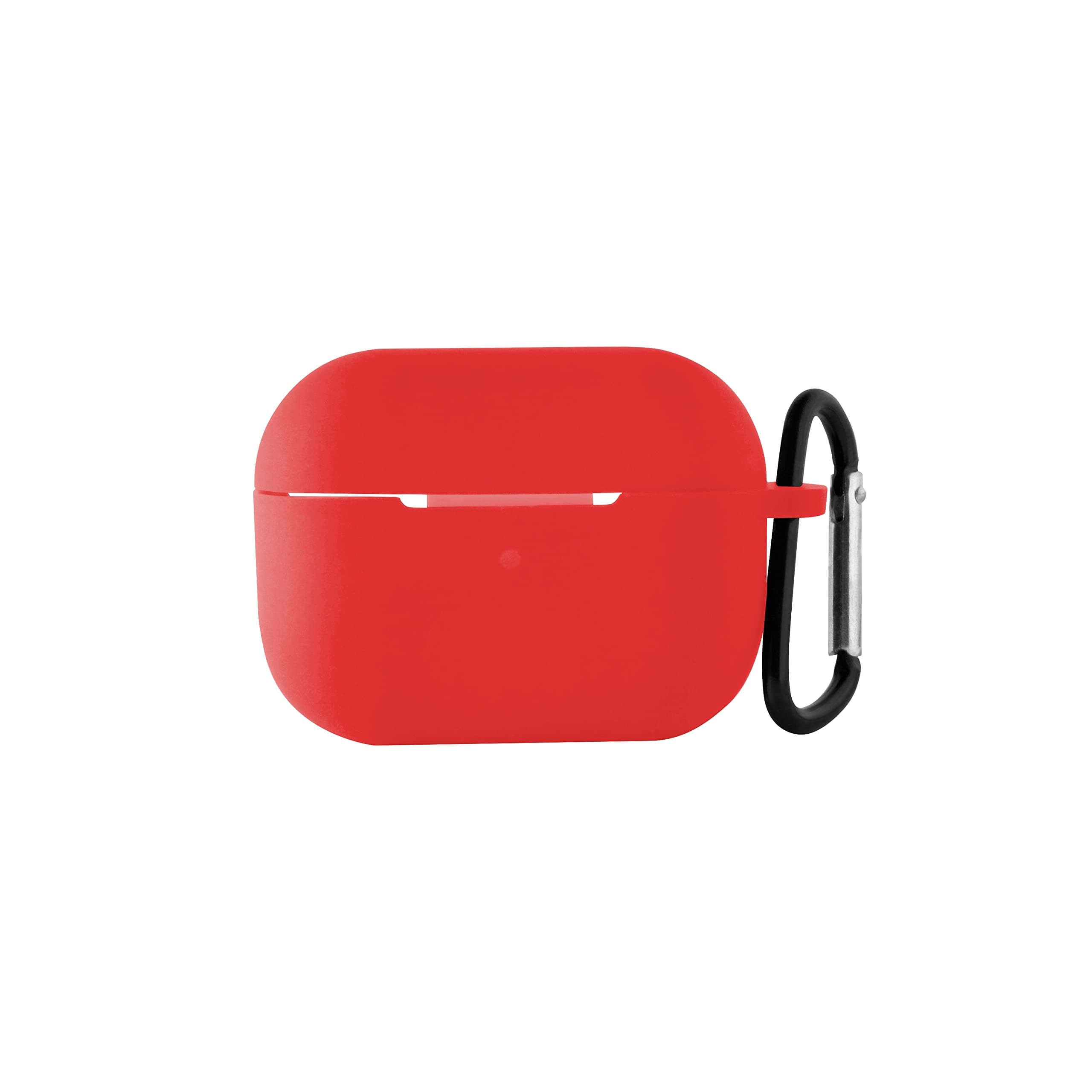 Amazon Basics Case for Apple AirPods Pro 2 2nd Generation, TWS Soft Silicone Pouch with Hook, 360° Full Shock-Absorbing Protection (Red) (Cover Only)