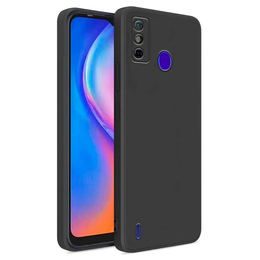 Cute Click Shockproof Matte Liquid Silicone Case with Camera Protection Flexible Back Cover for Spark Go 2020 - Black