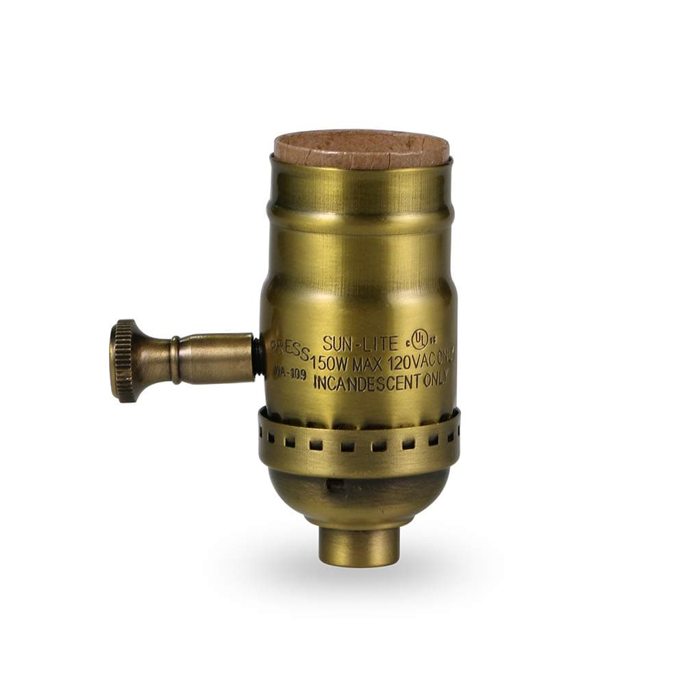 Antique Full Range Dimmer Socket Incandescent Lamp Holder Vintage Edison Pendant Light Socket E26 150 Watt 120 Volt (Brass-1Pack)…
