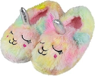 Girls/Kids Cute Unicorn Slippers with Warm Plush Fleece House Slip-on Shoes