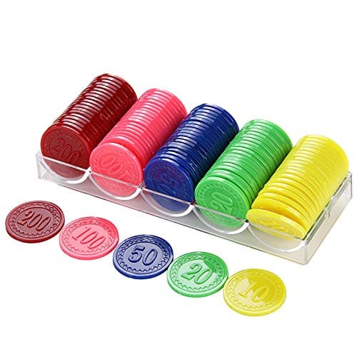 - Numeric Token Coin I for Board Games & Other uses I Round Shape Plastic 10, 20, 50, 100, & 200 Number Token Without Holes I Mini Poker Chips - Multicolor (Embossed - 100 Pcs)