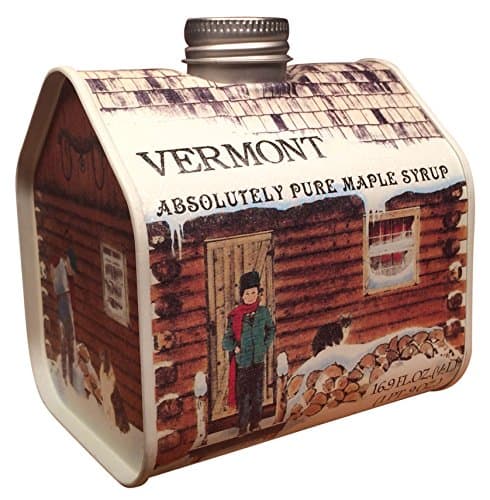 Pure Vermont Maple Syrup Pint Log Cabin Tin (Grade A Medium Amber)