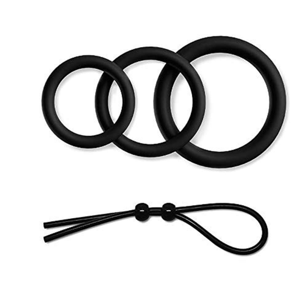 ZAQRA 4 Pcs Men Strong Safe Silicone Delay Ring, Super Soft Male O Ring Set, Multi Function Adjustable Fitness Rings Enhancer Time