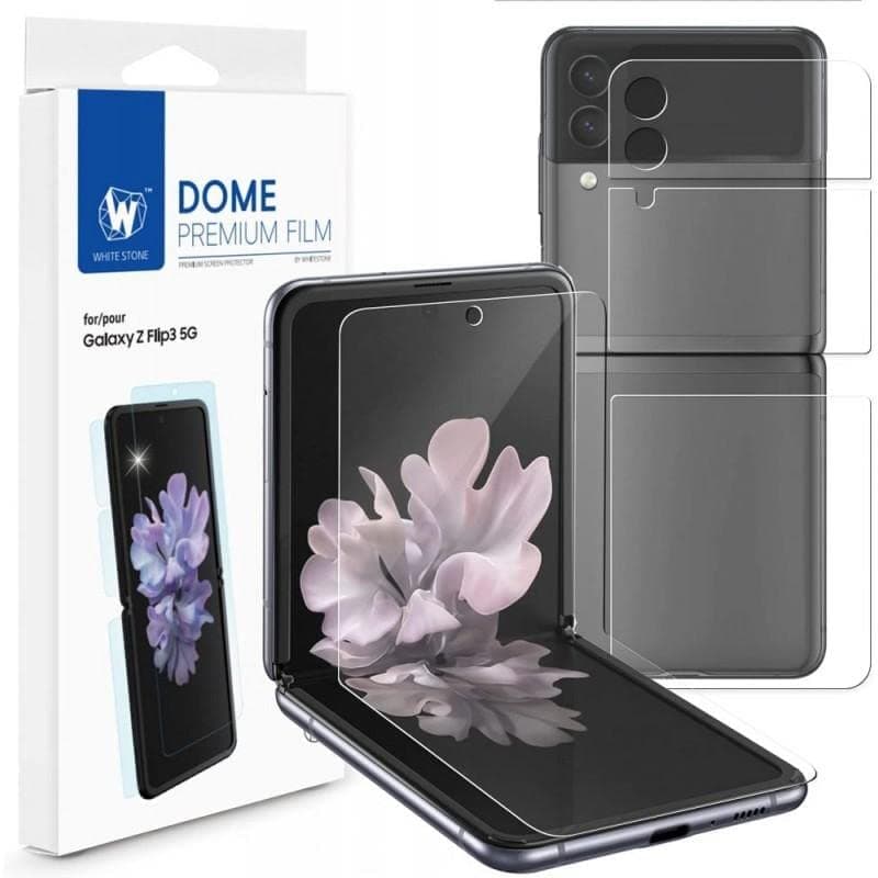 WHITESTONE DOME Premium Screen Protector [1SET 4PCS] for Samsung Galaxy Z Flip 3 - Anti-Shock, HD Clear, Self Healing EPU Film