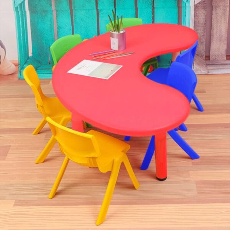 eHomeKart Kids Half-Moon Table – Front Round Shape, Perfect for Home Use (53 x 20 x 20 inches) – Color May Vary – Chairs NOT Included (1 Table Only)