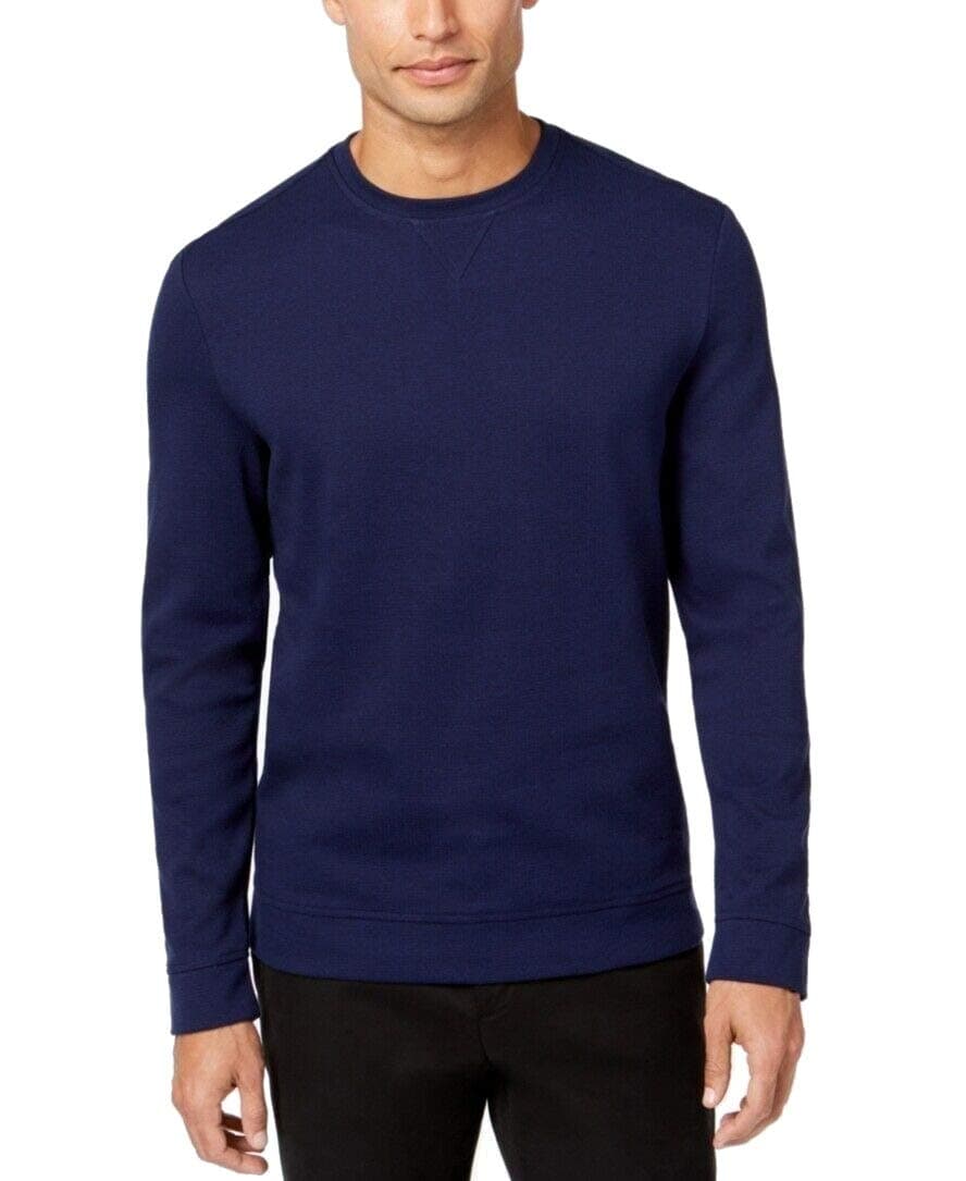 Mens Large Pullover Knit Crewneck Sweater Blue L