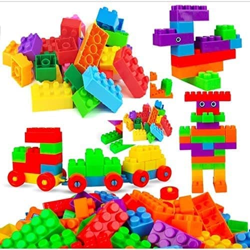 Big Sized Building Blocks Game Toy - 200+Pcs Blocks Creative Tube Locks Construction Set Toy with Wheels Kids Educational Preschool Learning Toys (Building Block Toys)