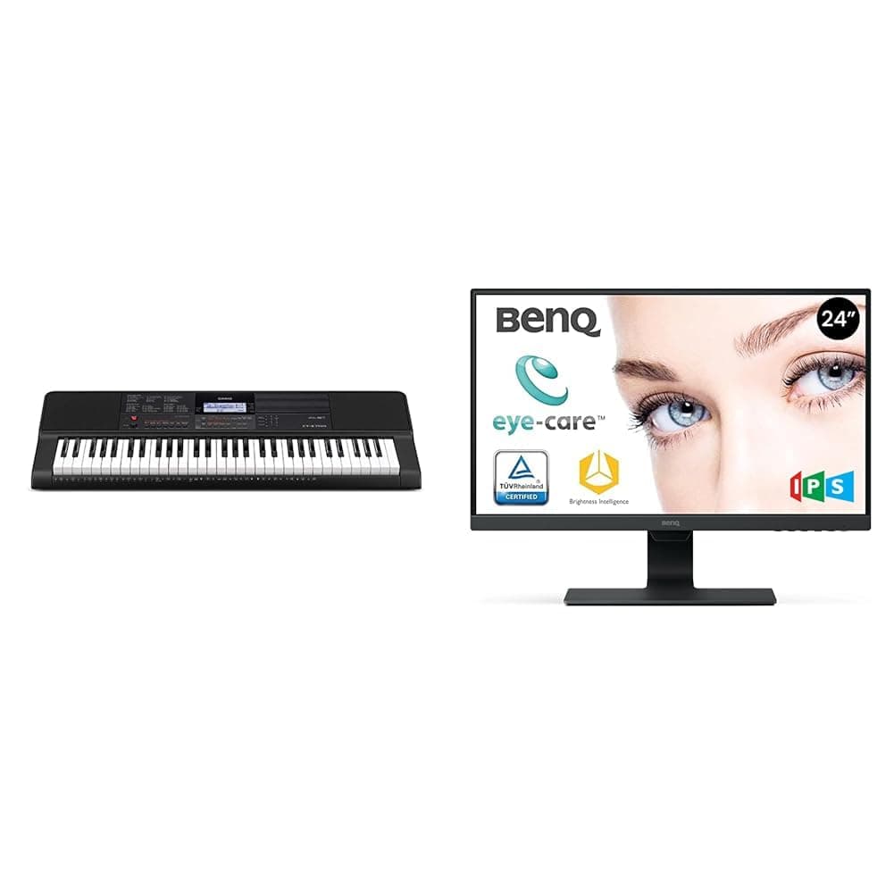 Casio CT-X700C5 Full Size High-Grade Touch Response Keyboard in Black & BenQ GW2480 60.5 cm (23.8 inch) LED Monitor (Full HD, Eye-Care, IPS Panel Technology, HDMI, DP, Speaker) Black
