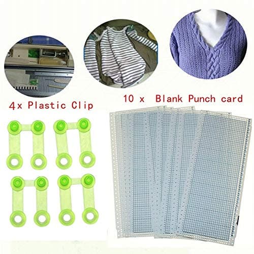 Sewing Tools 10Sheets 24 Stitch Punch Card + 4 Clips for Brother Knitting Machines Kh860 Kh260 Punch Cards DIY Sweater Hand Crafts Accessory