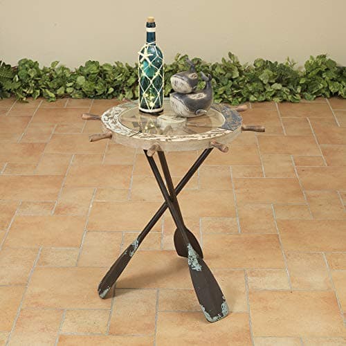 GIL 24.4InH Nautical Side Table Spring 21.5InL x 1.5InW x 23.5InH Light Brown